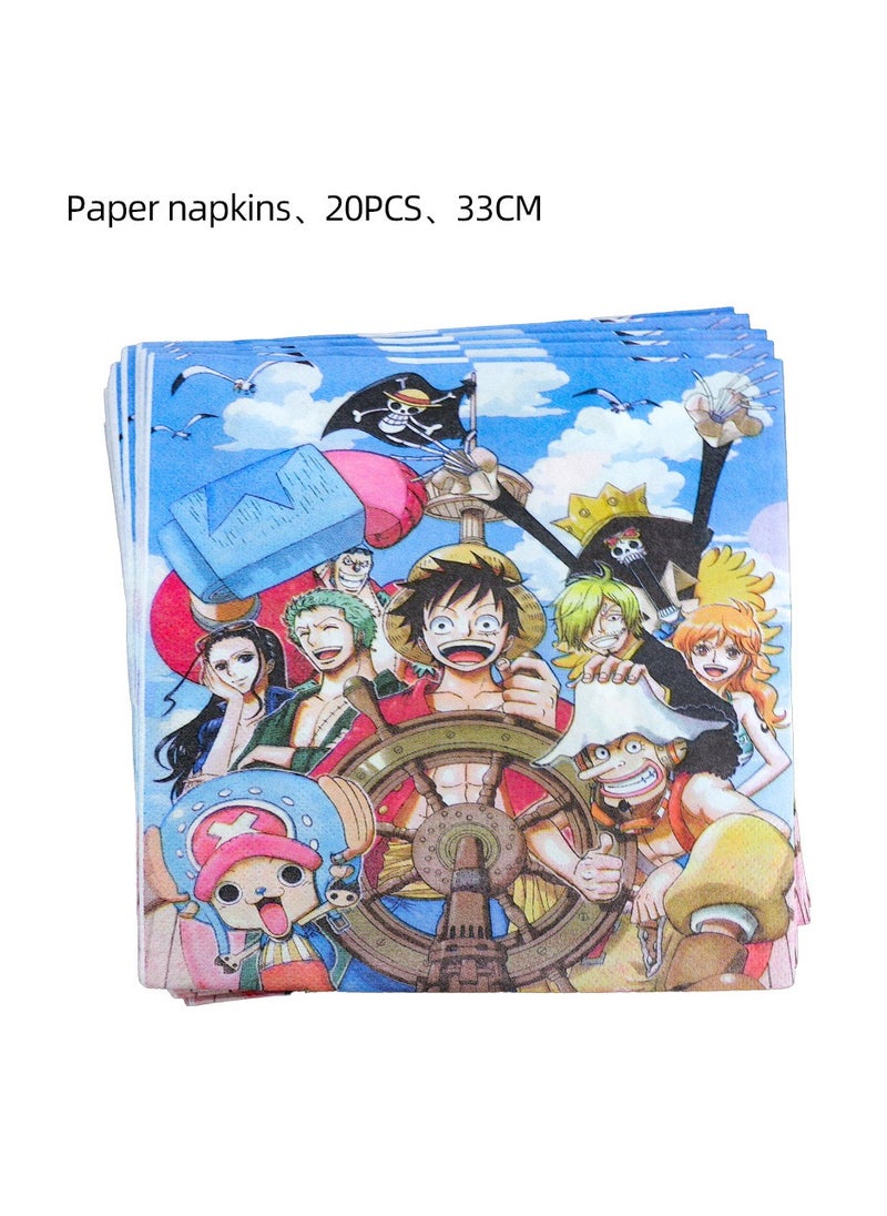 Anime One Piece theme birthday party decorations  disposable paper cups paper plates banner tableware set for kids party supplies