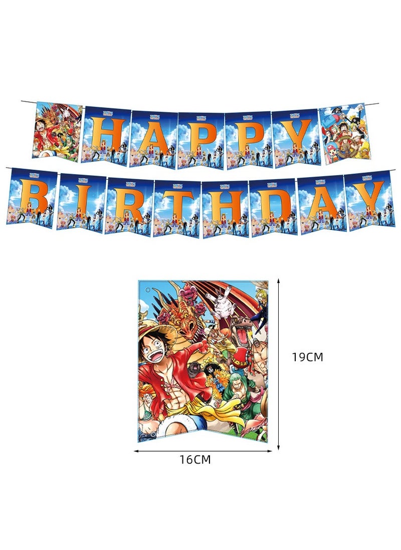 Anime One Piece theme birthday party decorations  disposable paper cups paper plates banner tableware set for kids party supplies