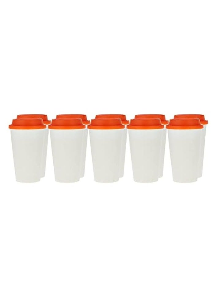 Paper Cups with Lids and heat protection Sleeves Tea Cup grab & go 473 ML BPA-Free Coffee Lids For Hot Cups 16oz Citrus Lid (Pack of 10)