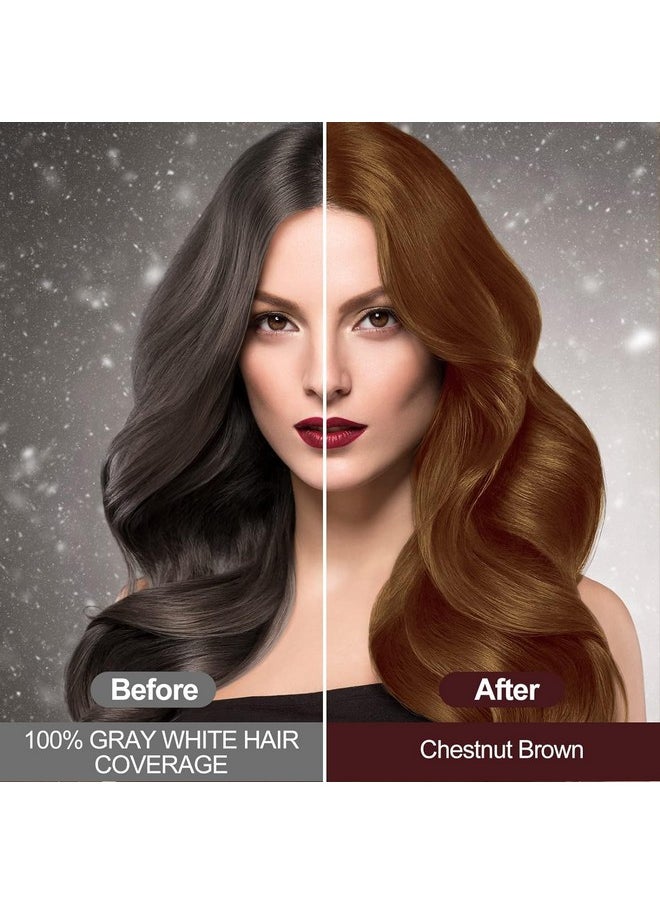 Hair Dye Shampoo 3 In 1-Herbal Ingredients Instant Hair Color Shampoo-100% Grey Coverage Black Hair Dye For Women & Men Hair Dye Coloring In Minutes(17.6 Fl Oz) (Chestnut Brown(Light Brown))