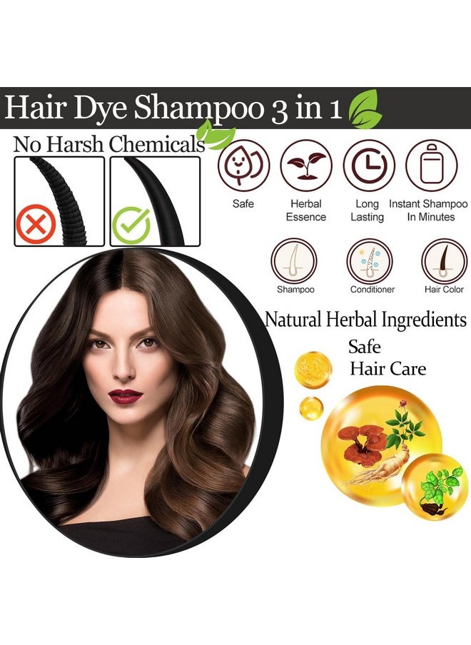 Hair Dye Shampoo 3 In 1-Herbal Ingredients Instant Hair Color Shampoo-100% Grey Coverage Black Hair Dye For Women & Men Hair Dye Coloring In Minutes(17.6 Fl Oz) (Chestnut Brown(Light Brown))