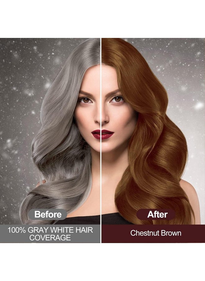 Hair Dye Shampoo 3 In 1-Herbal Ingredients Instant Hair Color Shampoo-100% Grey Coverage Black Hair Dye For Women & Men Hair Dye Coloring In Minutes(17.6 Fl Oz) (Chestnut Brown(Light Brown))