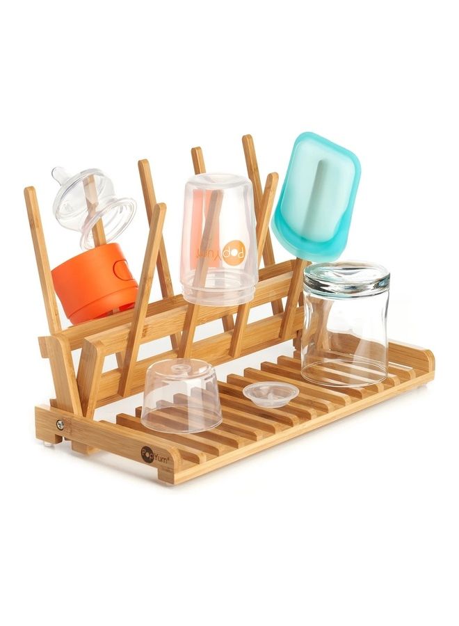 Space Saving Bamboo Drying Rack, Counter Countertop Wood Folding Collapsible For Baby Bottle, Plastic Bag, Cup Glass Silicone Dish Water Bottle Wooden, Compact, Accessories, Kitchen