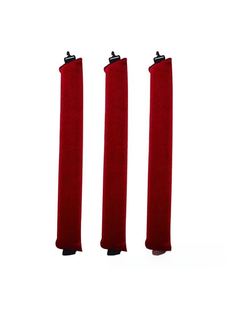 1 x 5 pcs Rubber Twist Hair Rollers 3-Hook No Heat Curling Rods 3 wine reds