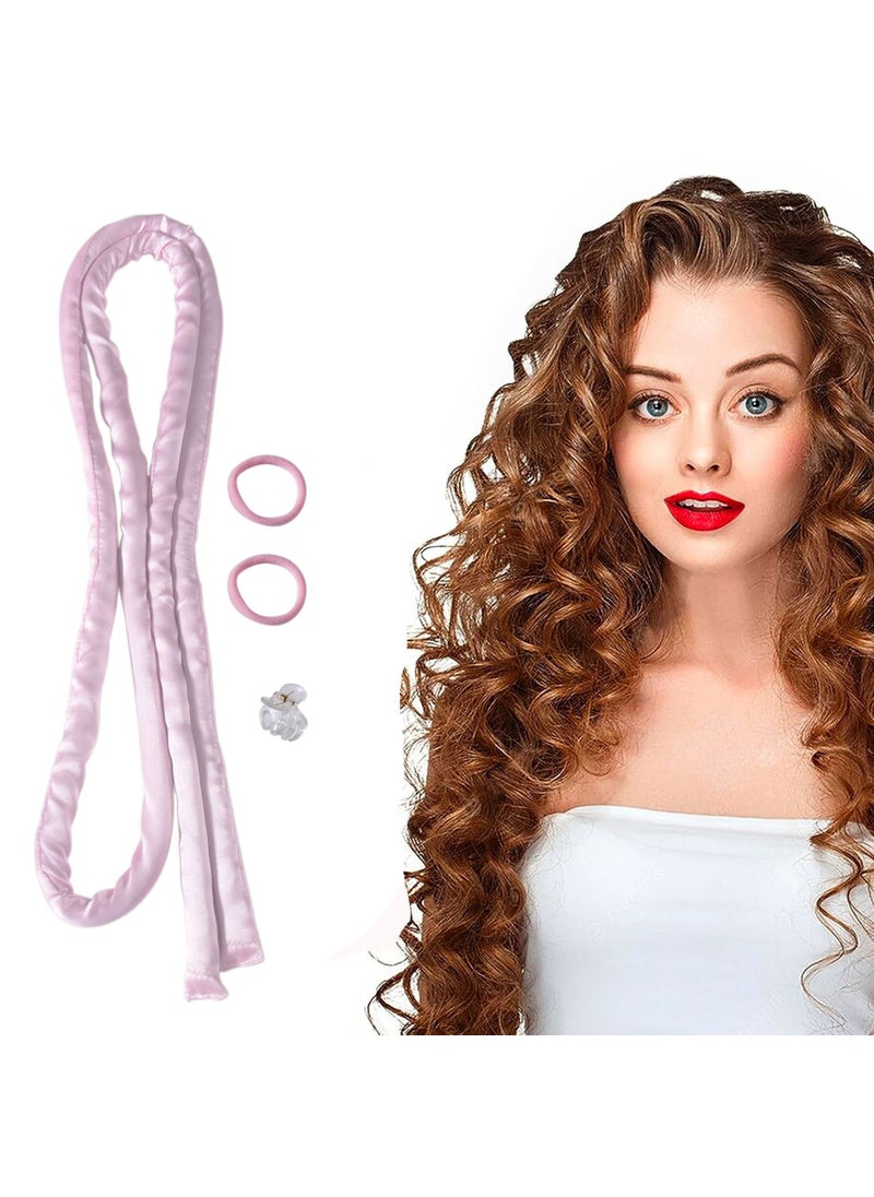 1 x 5 pcs 1.6M Extra-Long Wave Curler Wand Light pink