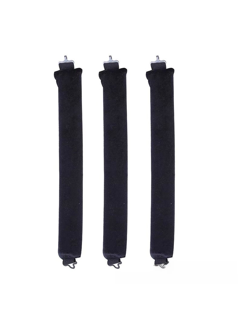 1 x 5 pcs Rubber Twist Hair Rollers 3-Hook No Heat Curling Rods 3 black