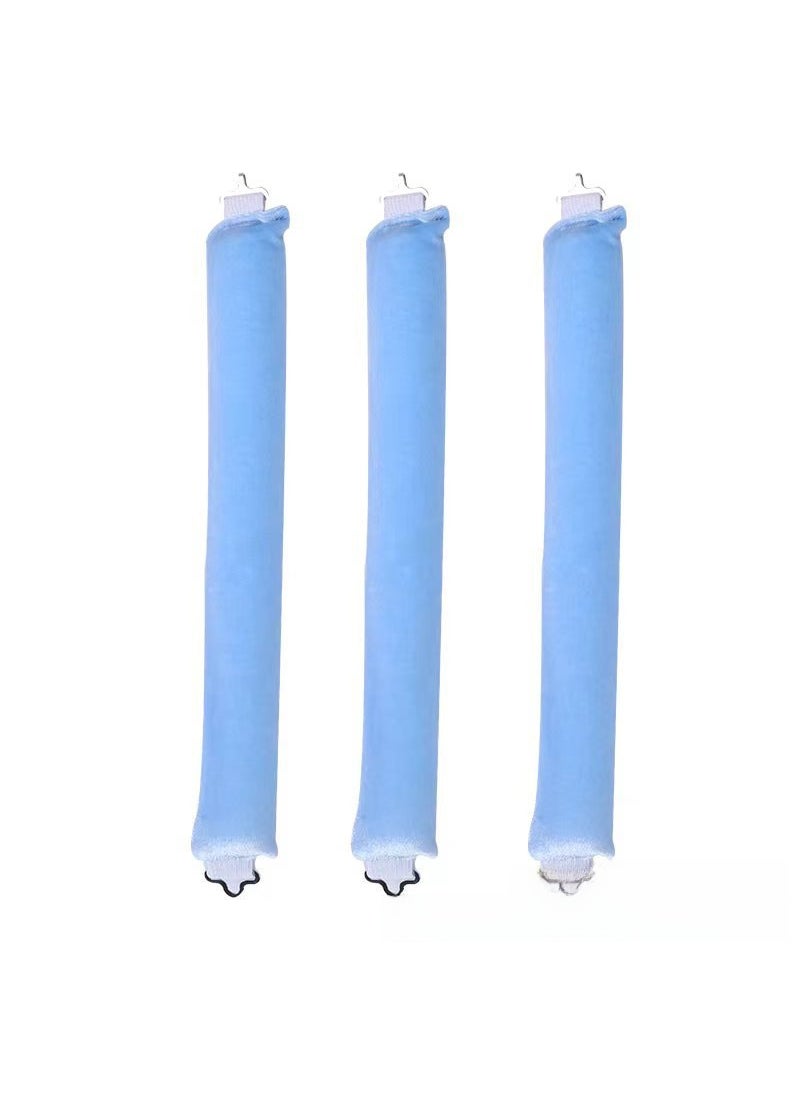 1 x 5 pcs Rubber Twist Hair Rollers 3-Hook No Heat Curling Rods 3 blue ones