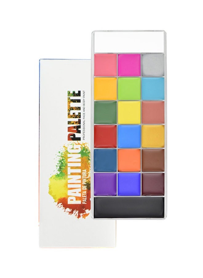 20-Color Oil-Based Face and Body Paint Palette - Professional Makeup Kit with 10 Brushes and Mixing Palette