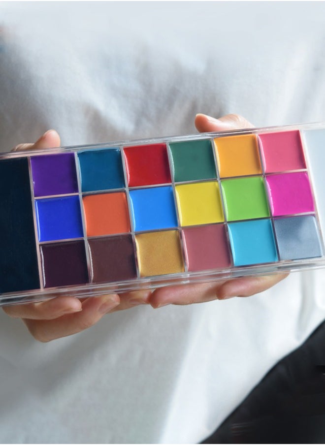 20-Color Oil-Based Face and Body Paint Palette - Professional Makeup Kit with 10 Brushes and Mixing Palette
