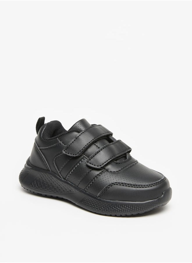 Boys Solid School Shoes With Hook And Loop Closure