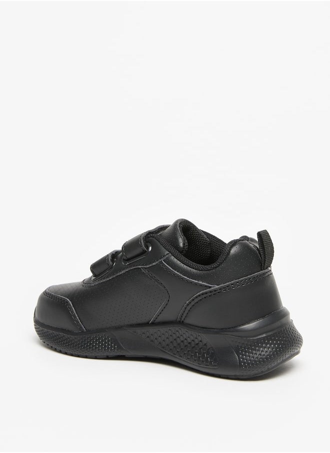 Boys Solid School Shoes With Hook And Loop Closure