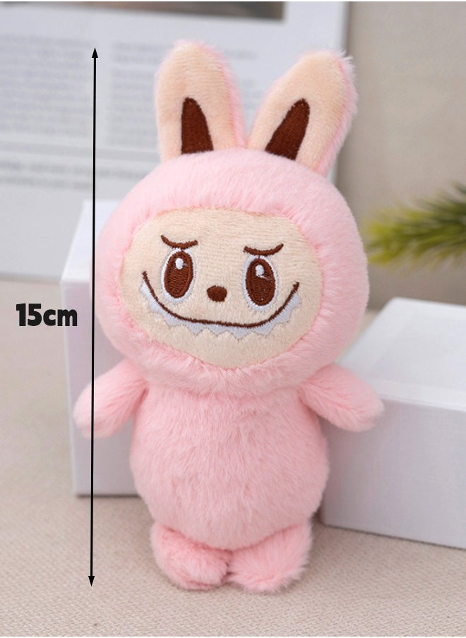 Labubu Plush Doll 15cm, Labubu Stuffed Doll Cartoon Premium Soft Plush Figure Toy for Ages 3 u0026 Up, Pink