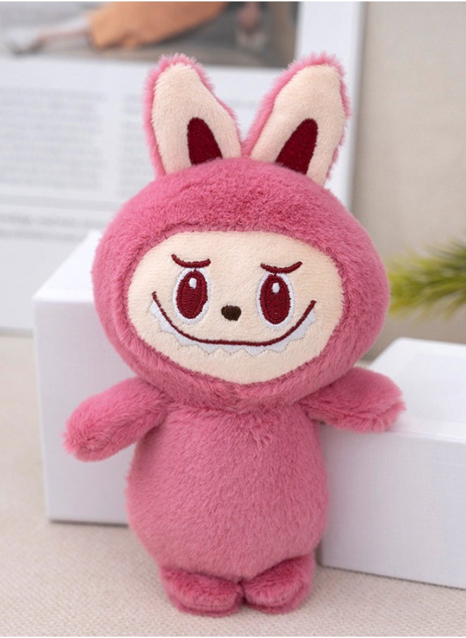 Labubu Plush Doll 15cm, Labubu Stuffed Doll Cartoon Premium Soft Plush Figure Toy for Ages 3 u0026 Up, Rose Red