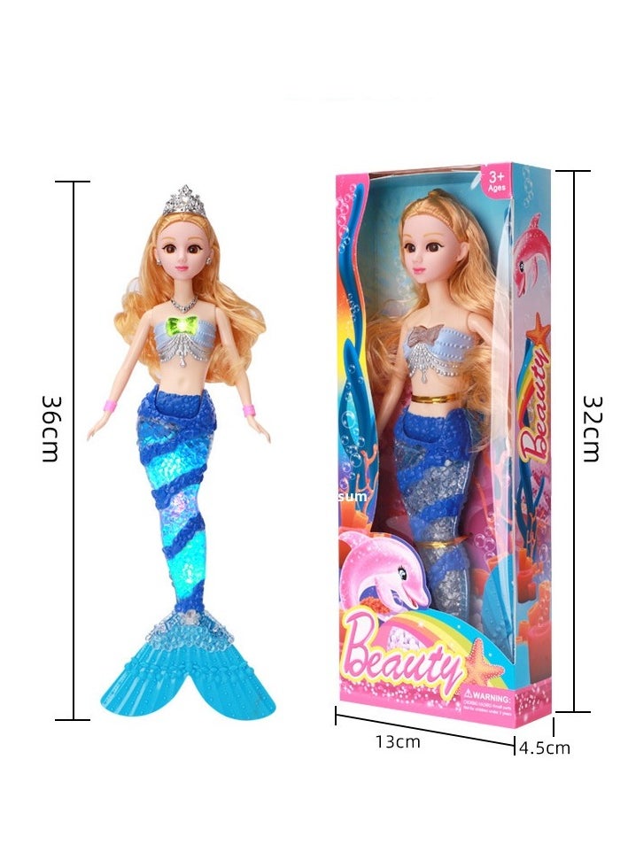 New Children's Mermaid Toy Doll Girl Music Glowing Mermaid Princess Set