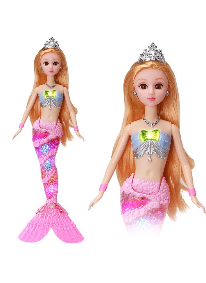 New Children's Mermaid Toy Doll Girl Music Glowing Mermaid Princess Set
