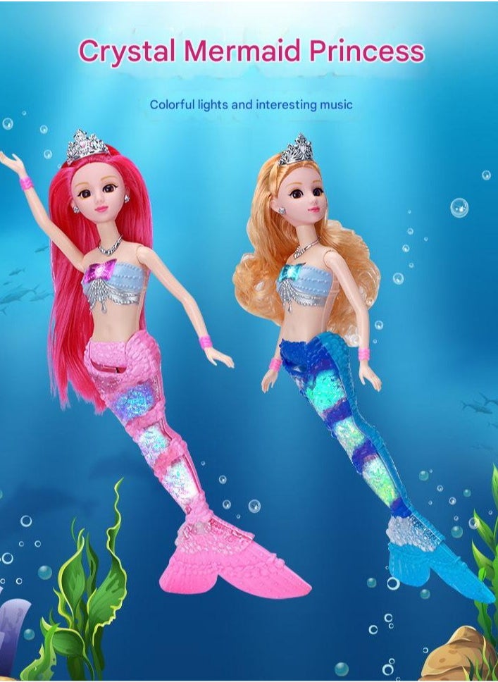 New Children's Mermaid Toy Doll Girl Music Glowing Mermaid Princess Set