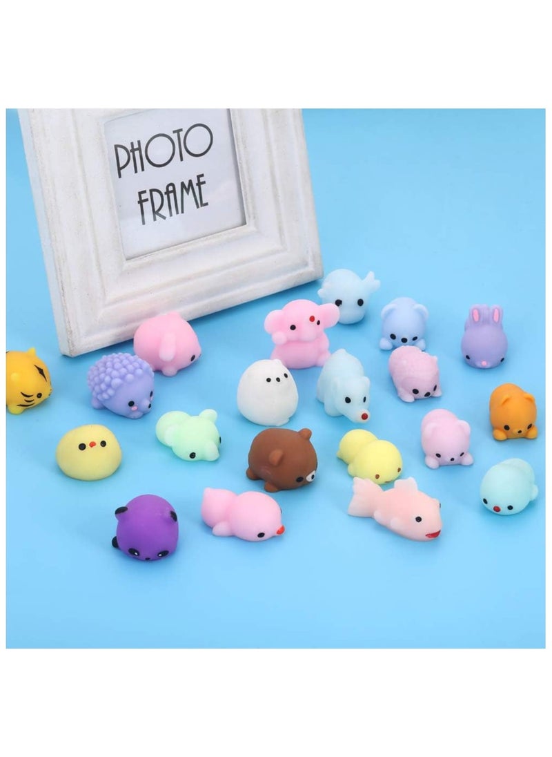 Squishy Toy 24pcs Party Favors for Kids Mochi Squishy Toy moji Kids Mini Kawaii squishies Mochi Stress Reliever Anxiety Toys with Storage Box