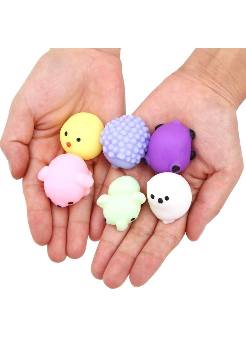 Squishy Toy 24pcs Party Favors for Kids Mochi Squishy Toy moji Kids Mini Kawaii squishies Mochi Stress Reliever Anxiety Toys with Storage Box