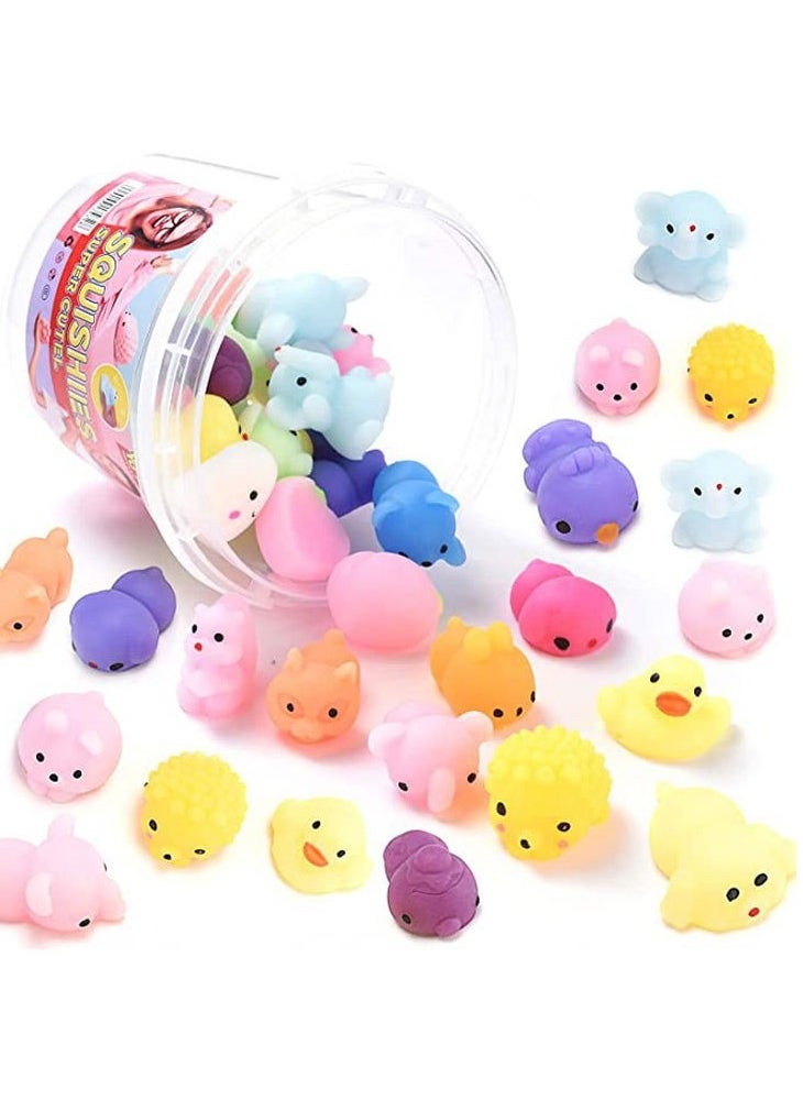 Squishy Toy 24pcs Party Favors for Kids Mochi Squishy Toy moji Kids Mini Kawaii squishies Mochi Stress Reliever Anxiety Toys with Storage Box