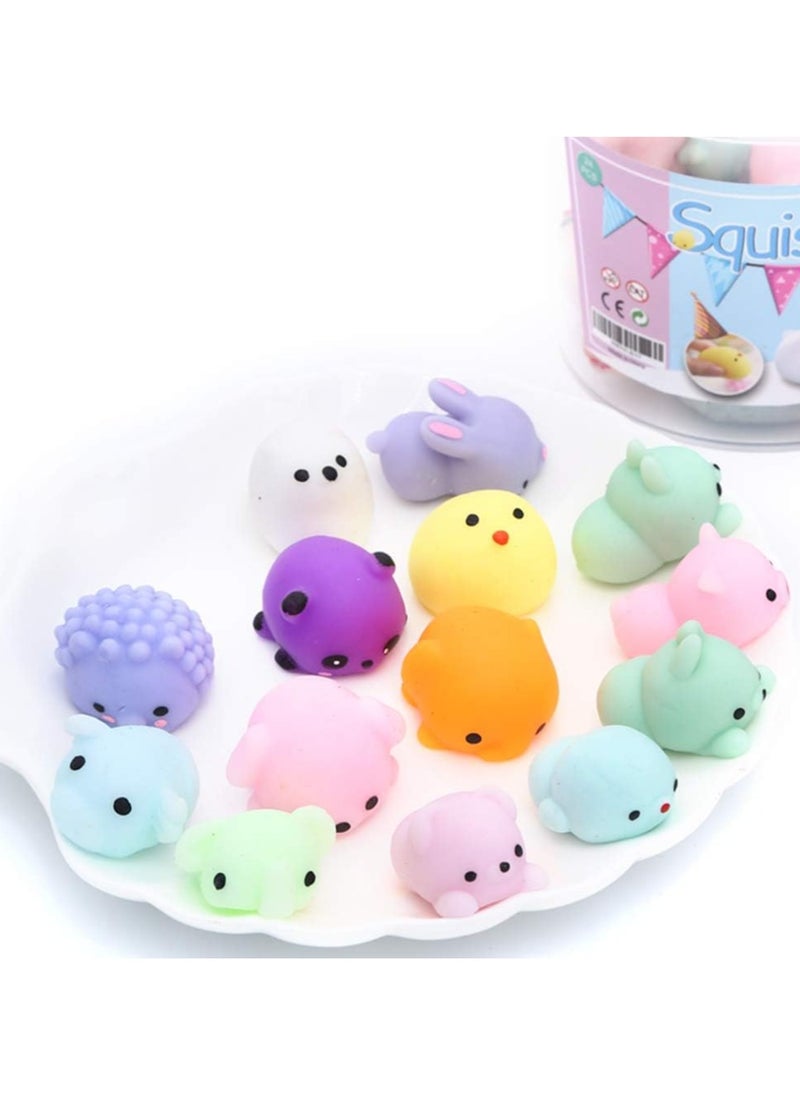 Squishy Toy 24pcs Party Favors for Kids Mochi Squishy Toy moji Kids Mini Kawaii squishies Mochi Stress Reliever Anxiety Toys with Storage Box