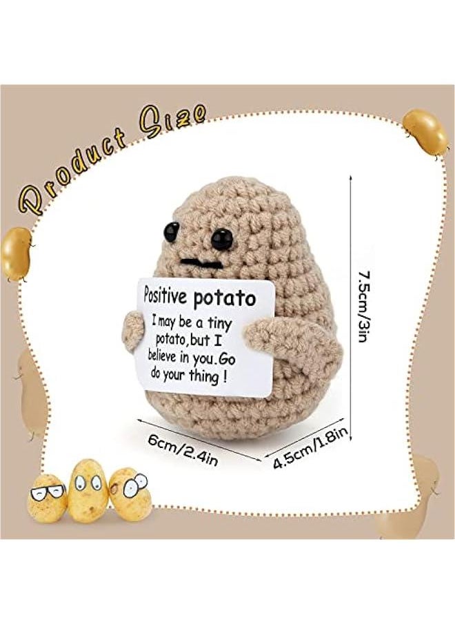 Mini Funny Knitted Wool Potato Toy with Positive Card - Creative Cute Crochet Doll Cheer Up Gift for Friends, Parties, Christmas Decoration and Encouragement