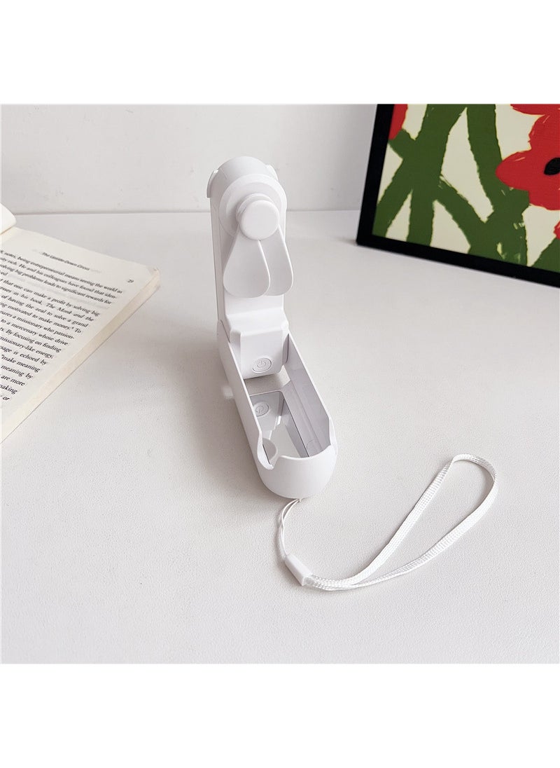 Rechargeable Mini USB Fan with Custom LogoF06 white [Android interface/1500mAh function: foldable/mobile phone holder/mirror]] F06 white [Android interface/1500mAh function: foldable/mobile phone holder/mirror]]