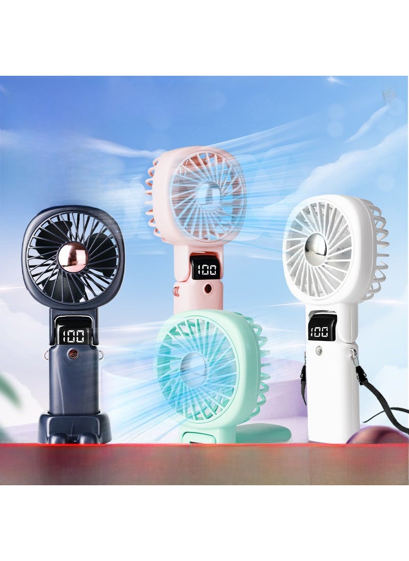 Compact Handheld USB Fan Mini Desk Portable Cartoon Gift New high-end hand-held digital display fan [five-speed adjustment]]