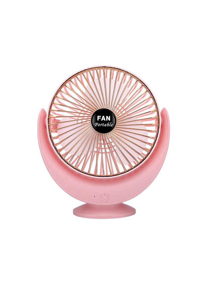 New Mini Desk Fan with Night Light for Bedroom Pink Bright Moon Fan