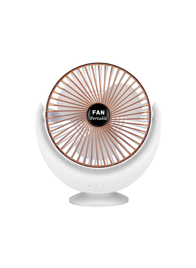 New Mini Desk Fan with Night Light for Bedroom White Bright Moon Fan