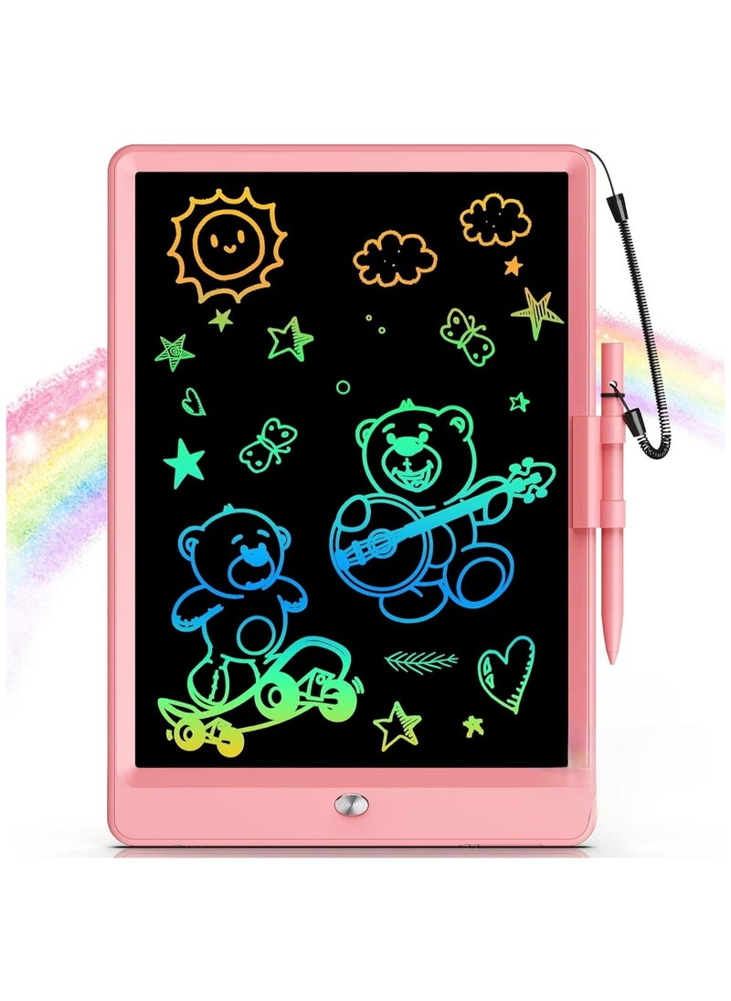 Bravokids 10 Inch LCD Writing Tablet for 3-8 Year Olds - Electronic Drawing Pad and Doodle Board as Educational Birthday Gifts for Girls and Boys (Pink)