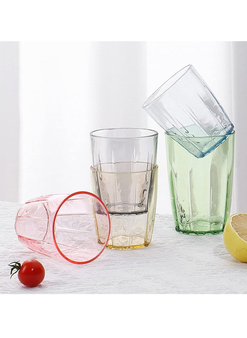 Set of 6 Unbreakable Acrylic Drinking Cups - 14 oz Reusable Tumblers for Water, Dishwasher Safe