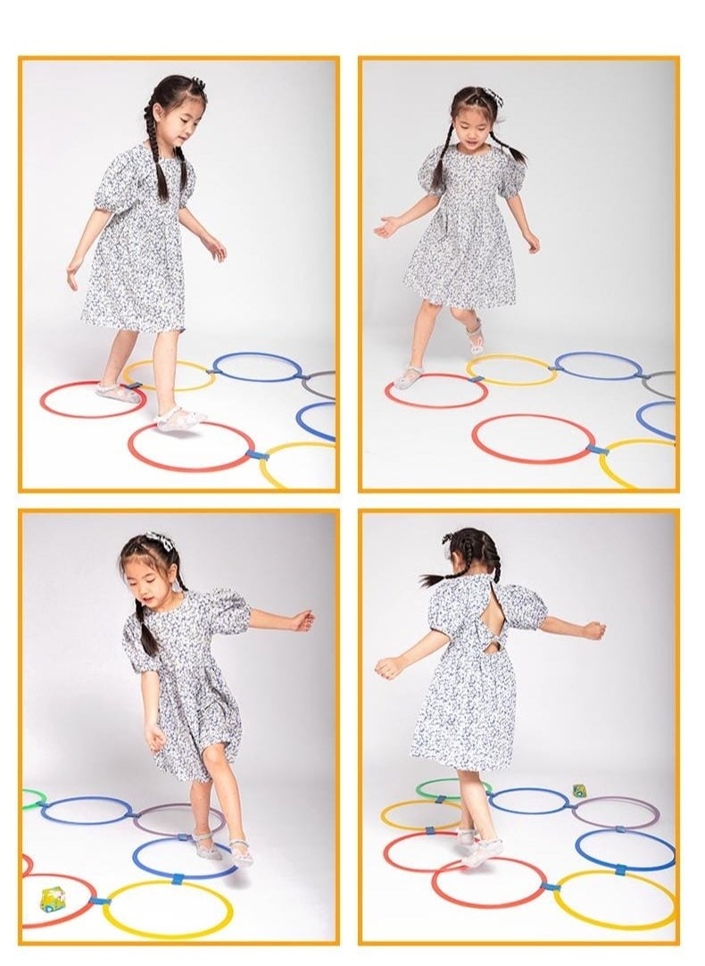 Ring Toss Games Hua Color Jump Ring Hopscotch Toys 38cm, Outdoor Sensory Training Sports Equipment 10pcs