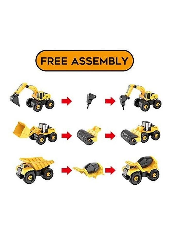 6-In-1 DIY Detachable Take-Apart Construction Vehicle Toy With Storage Box