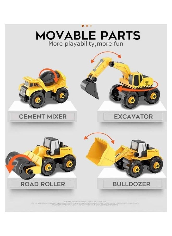 6-In-1 DIY Detachable Take-Apart Construction Vehicle Toy With Storage Box