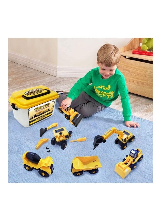 6-In-1 DIY Detachable Take-Apart Construction Vehicle Toy With Storage Box