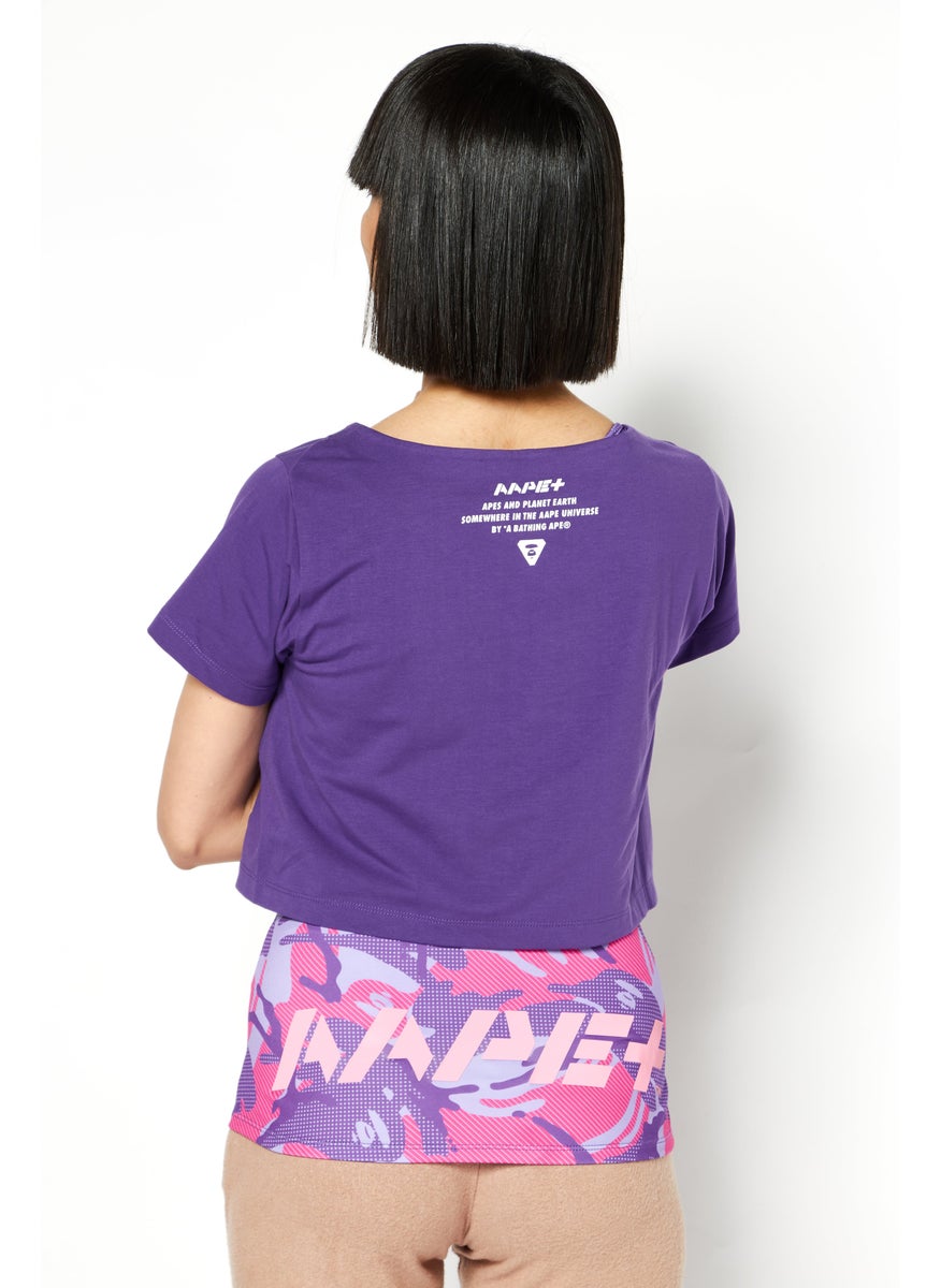 Women Sportswear Fit Short Sleeve Taring Top, Purple