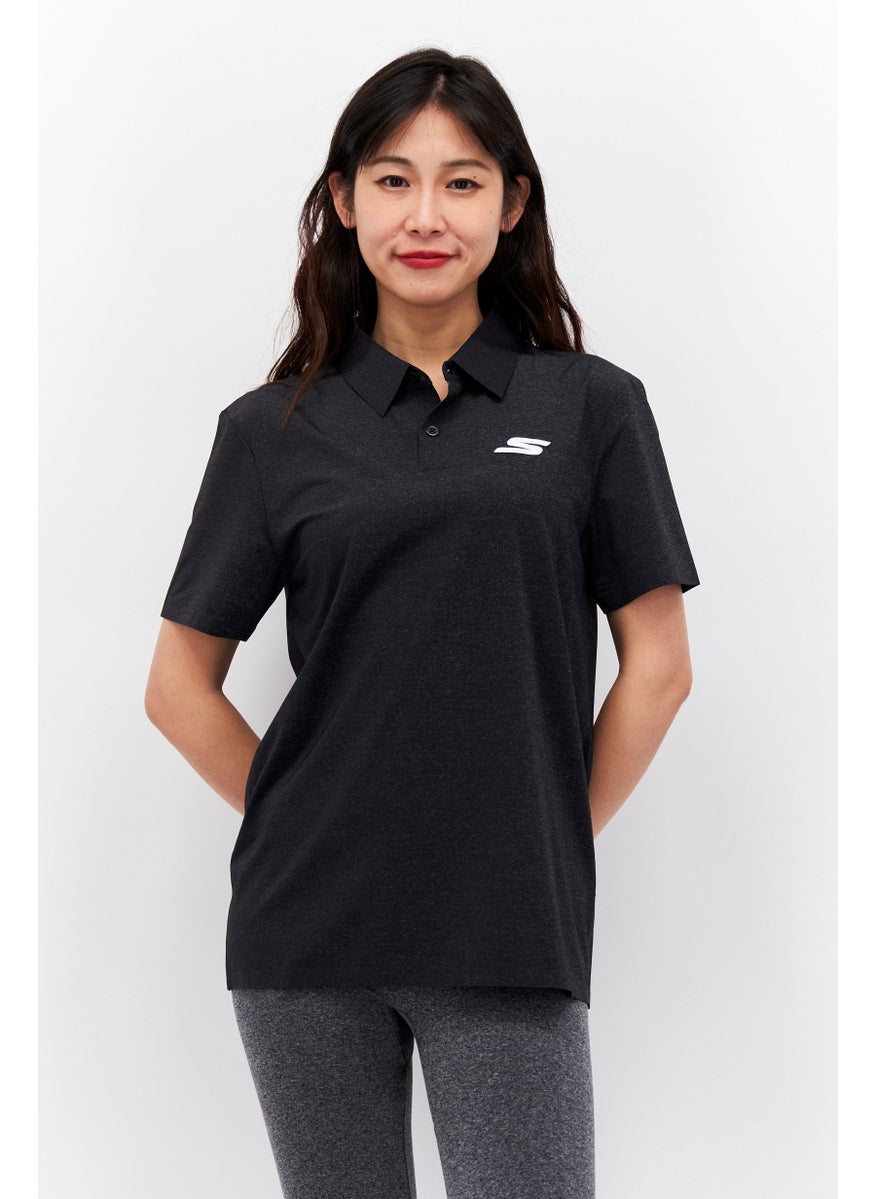 Women Sportswear Short Sleeve Outdoor Polo Shirt, Black