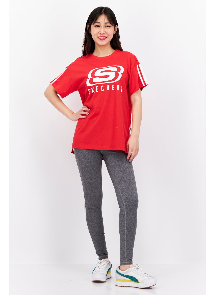 Women Loose Fit Brand Logo Training T-Shirt, Red