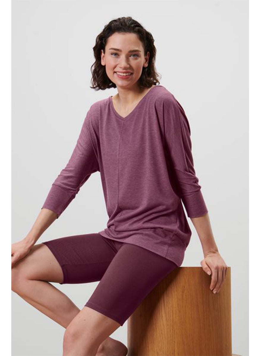 Women Comfort Fit 3/4 Sleeve Yoga Top, Mauve