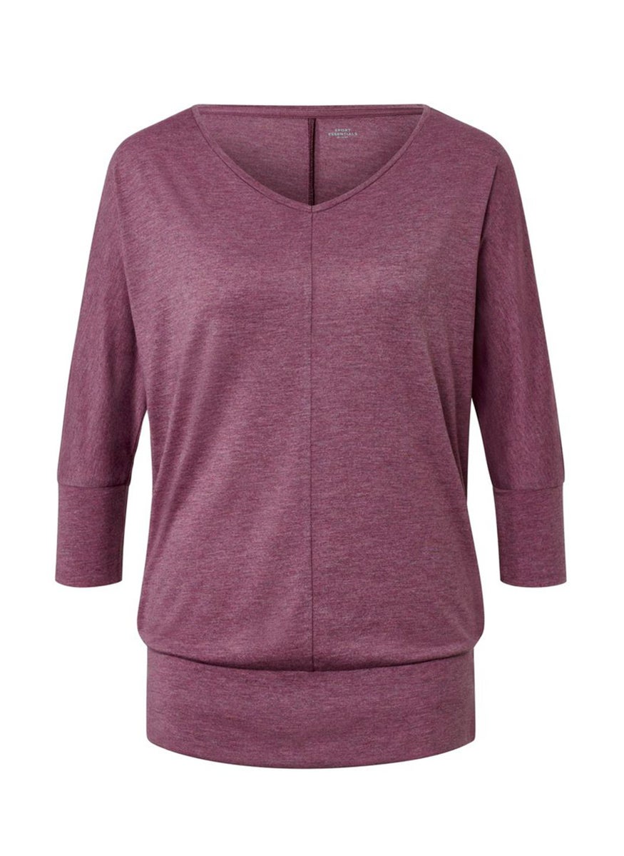 Women Comfort Fit 3/4 Sleeve Yoga Top, Mauve