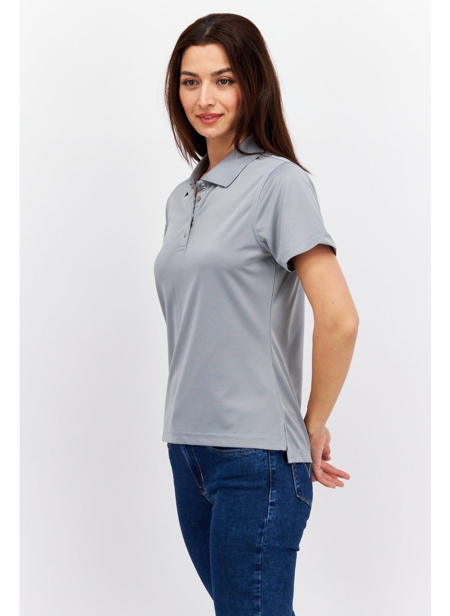 Women Sportswear Fit Short Sleeve Training Polo Shirt, Grey