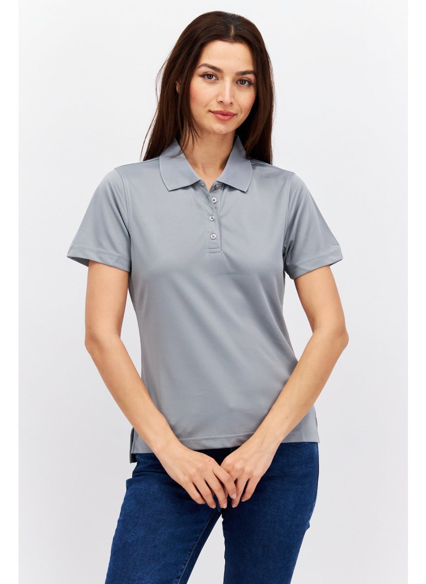 Women Sportswear Fit Short Sleeve Training Polo Shirt, Grey