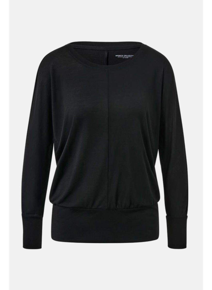 Women Sportswear Fit Long Sleeve Training Top, Black