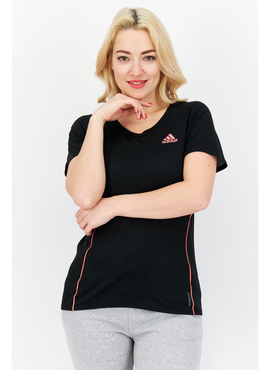 Women Sportswear Fit Short Sleeves Training Top, Black