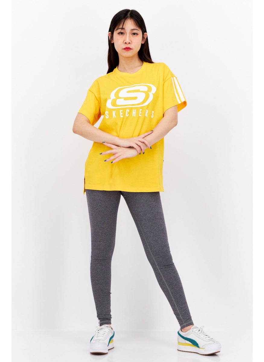 Women Loose Fit Short Sleeves Training T-shirt, Yellow