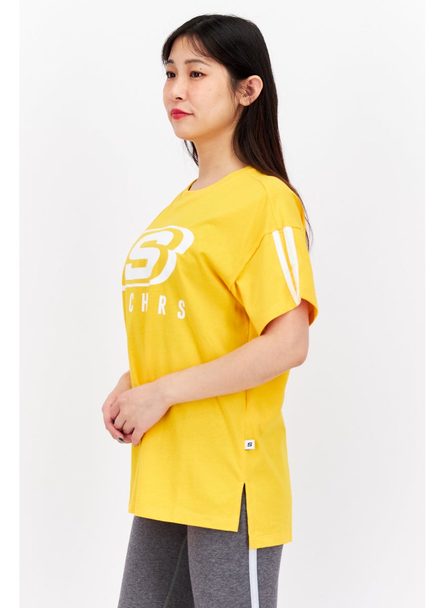 Women Loose Fit Short Sleeves Training T-shirt, Yellow