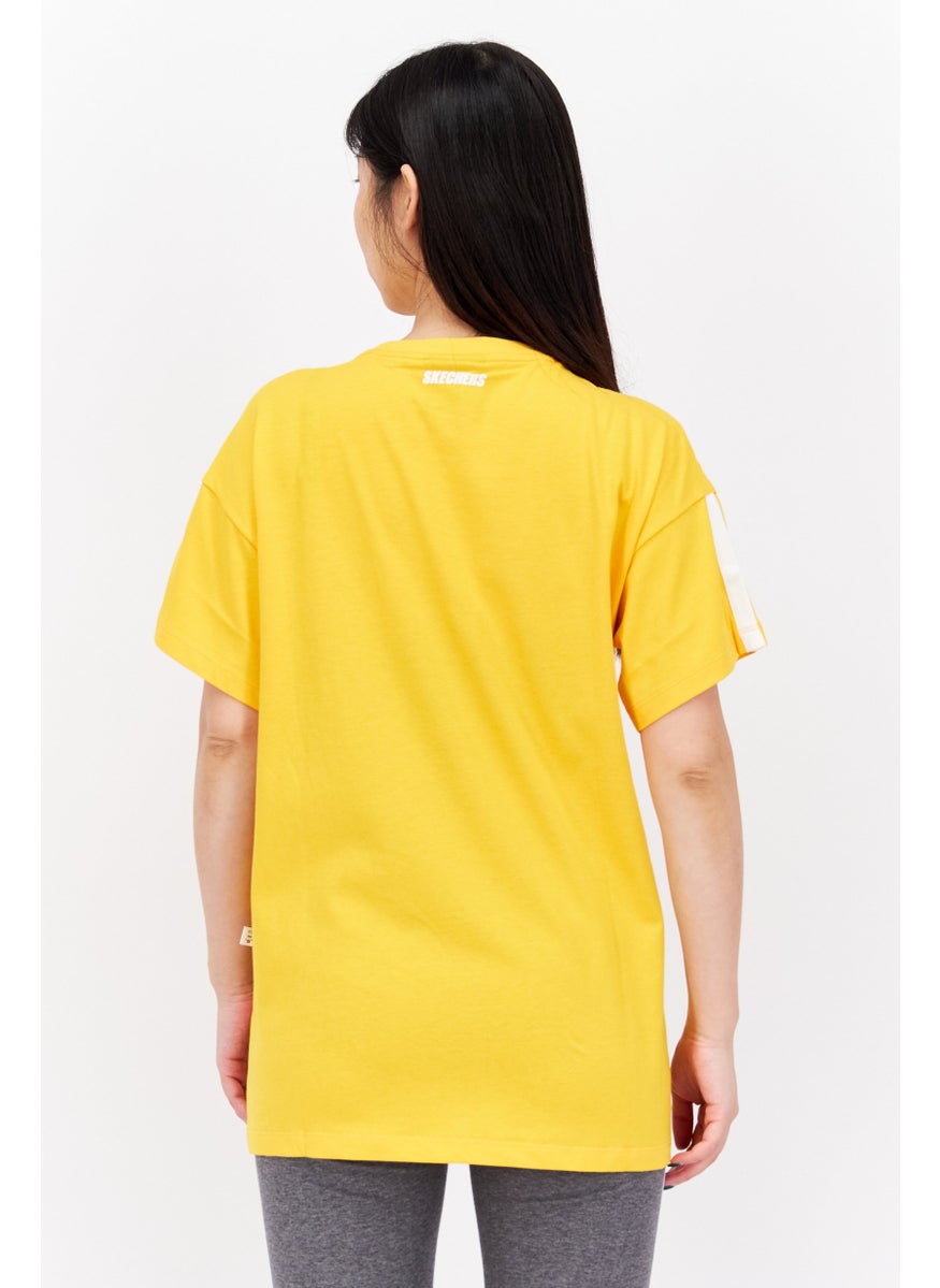 Women Loose Fit Short Sleeves Training T-shirt, Yellow