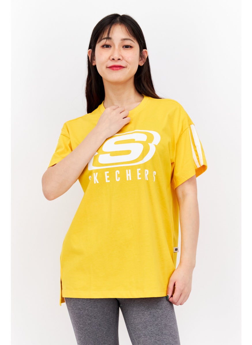 Women Loose Fit Short Sleeves Training T-shirt, Yellow