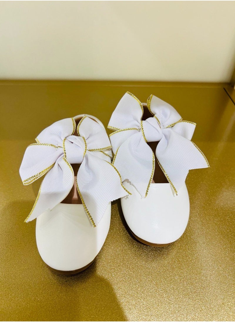 Kids White Party Shoes with White Ribbon for Birthday Wedding and Special Occasions Kids Shoes