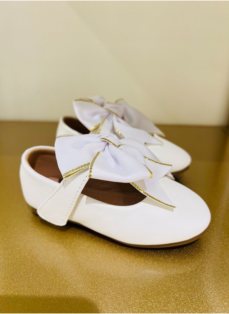 Kids White Party Shoes with White Ribbon for Birthday Wedding and Special Occasions Kids Shoes